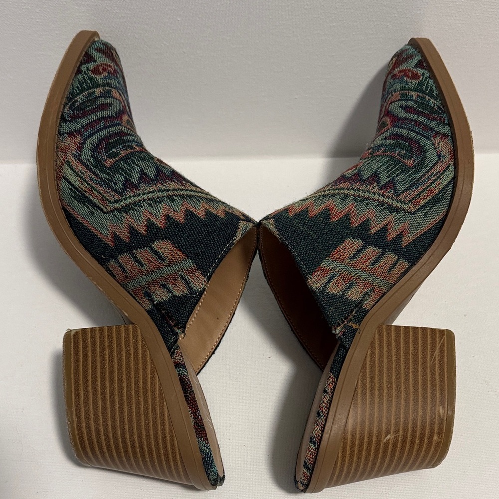 Wonderly Green and Brown Patterned Women's Mules - Picture 7 of 13